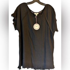 Umgee Charcoal Frayed Edge Women's Tee
